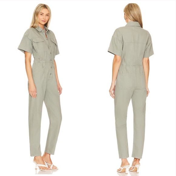 NWT Free People Marci Coverall Utility Jumpsuit Washed Army Sz S - Picture 2 of 8